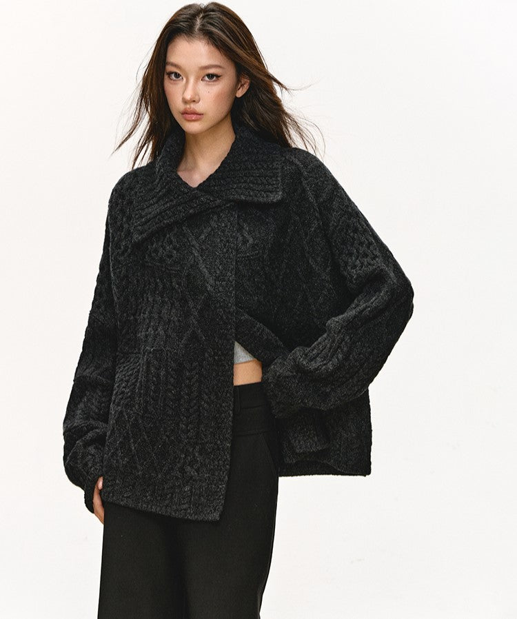 High-Neck Relaxed Design Unique Sweater ANA0083