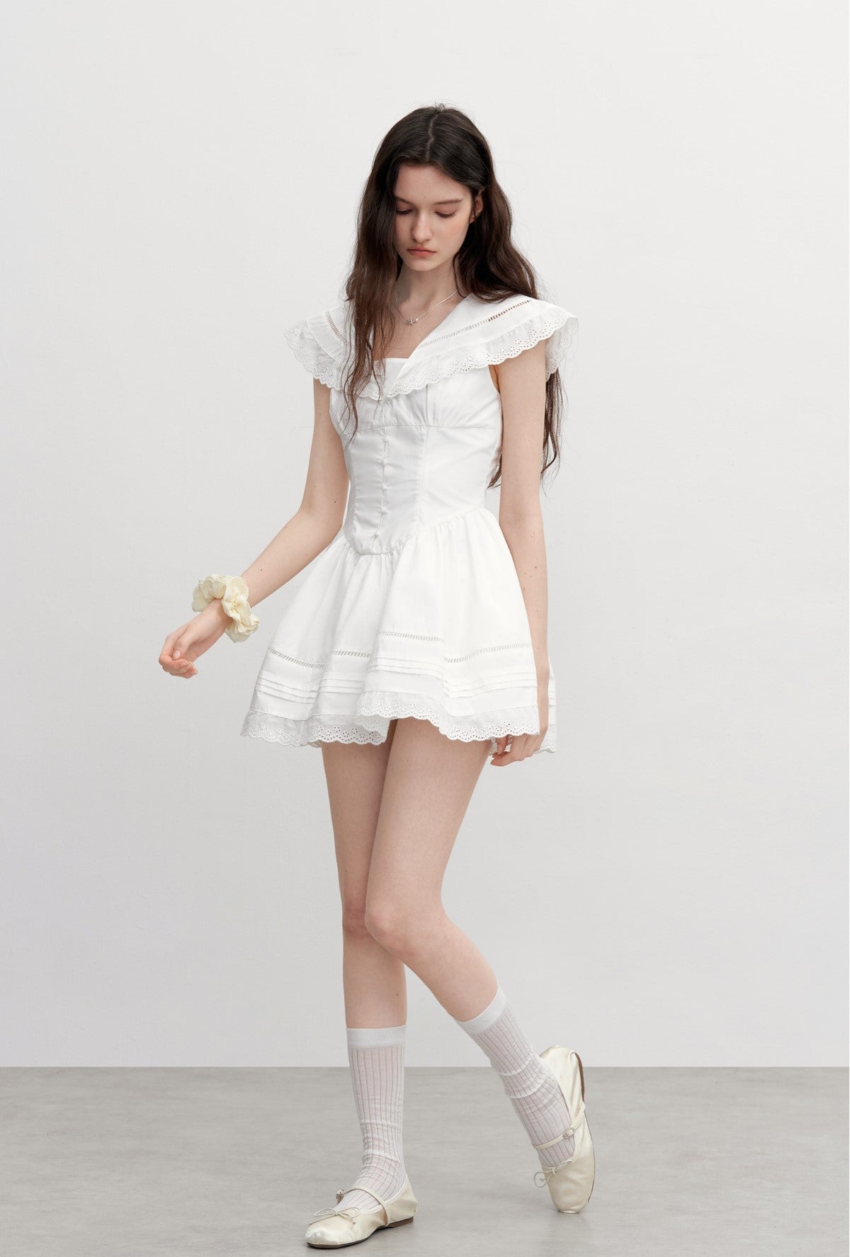 Retro Lace Large Collar Dress AYF0100