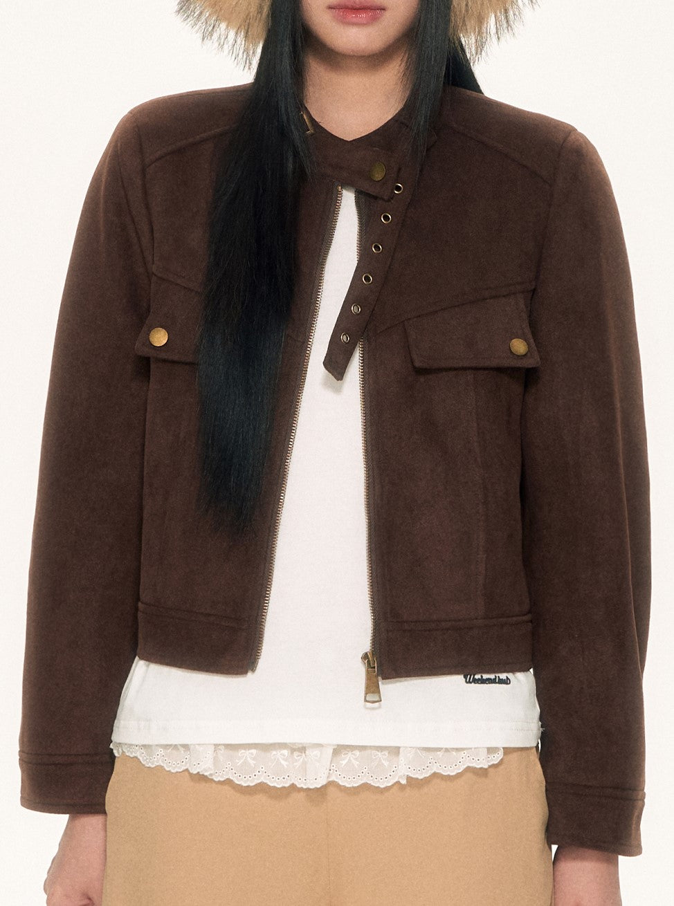 Dark brown Suede Basic Jacket WEE0094