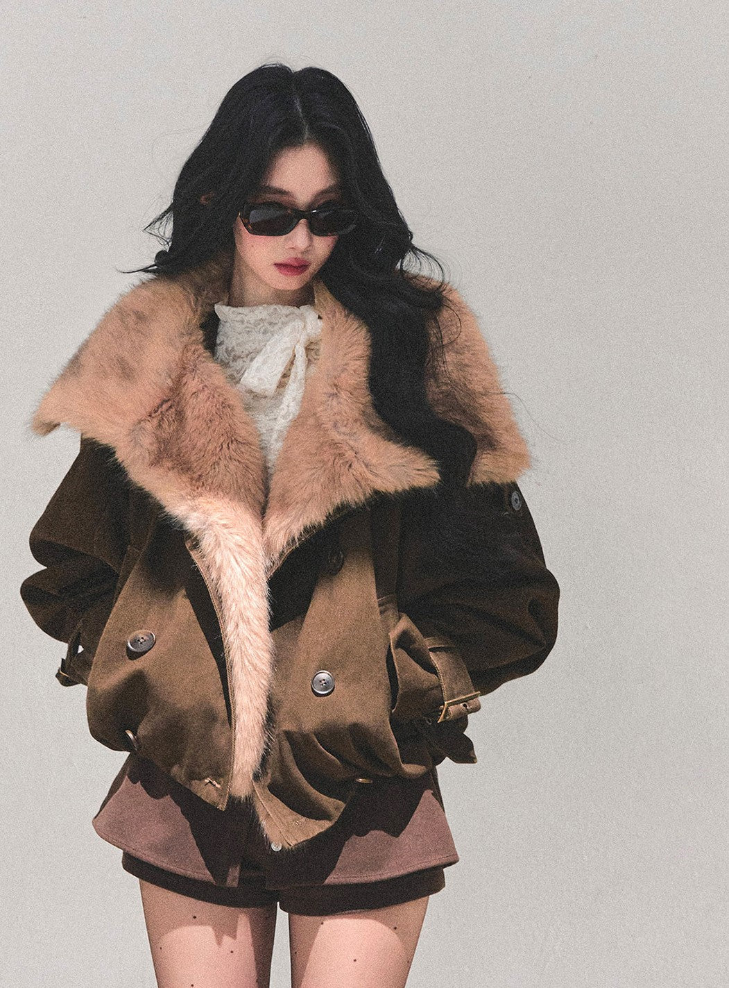 Furry Eco-friendly Large Lapel Jacket DIA0678