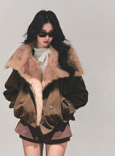 Furry Eco-friendly Large Lapel Jacket DIA0678