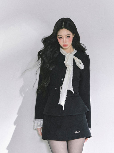 Black Jacket With Ribbon/Short Skirt DIA0592