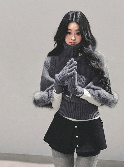 High-Neck Mohair Cable Sweater DIA0669