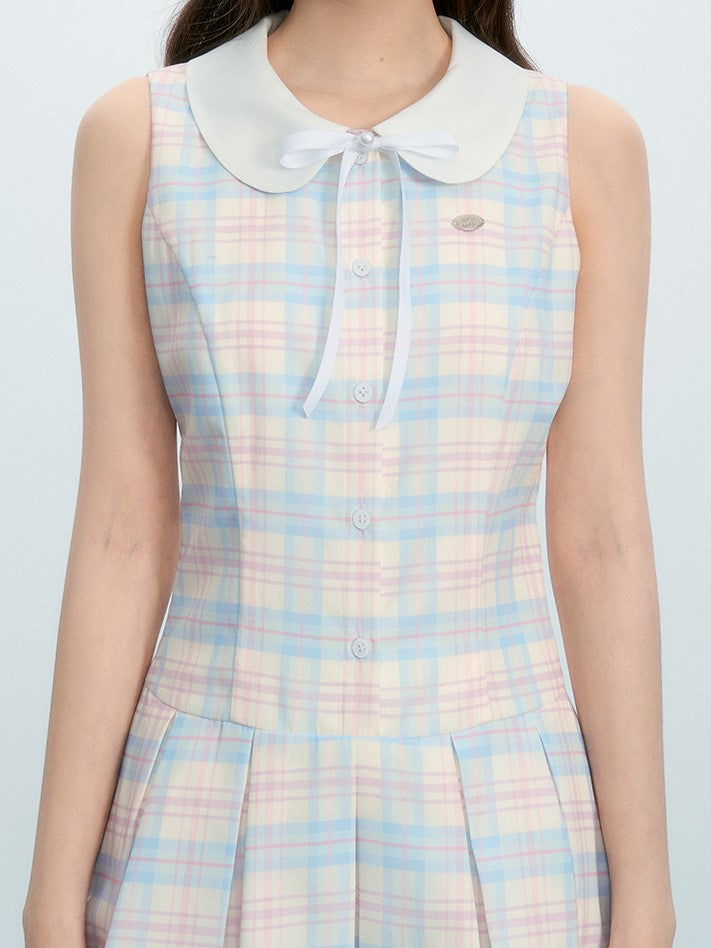 Fresh Plaid Baby Collar Lace Dress NTO0221