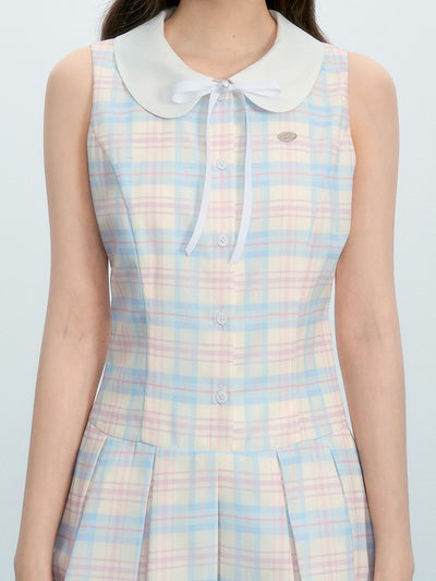 Fresh Plaid Baby Collar Lace Dress NTO0221
