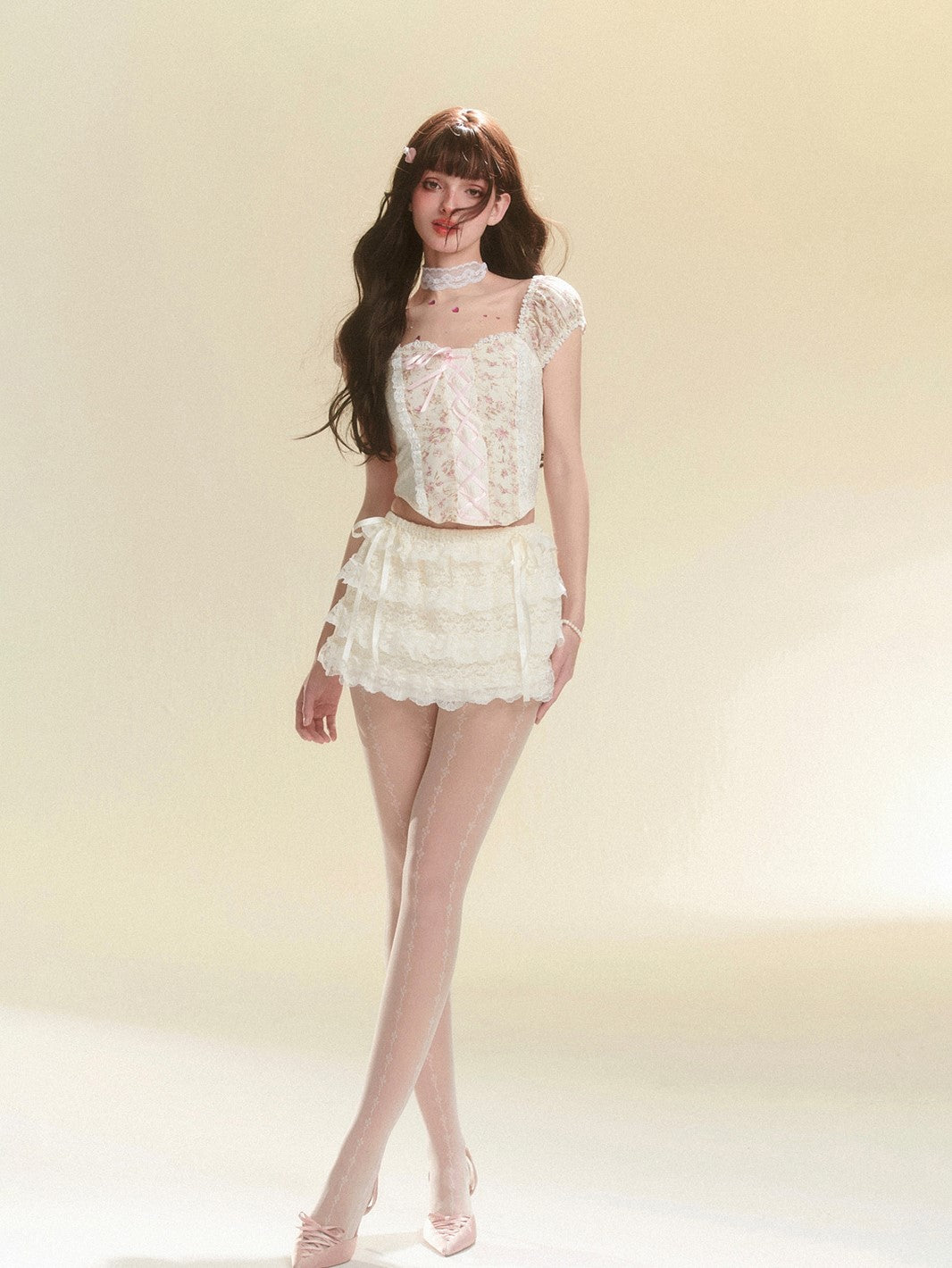 White Small A-Line Cake Lace Skirt DIA0093