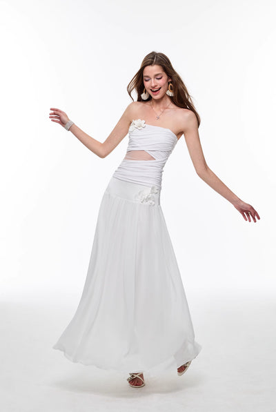White Flower Tube Top 4MU0140