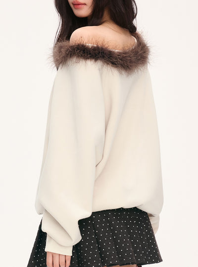 American Retro Print Off-Shoulder Sweatshirt WEE0076