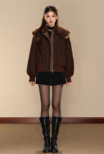 Small Fragrance Wool Short Camel Jacket OSH0092