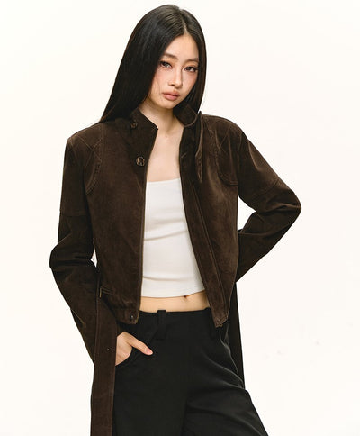 Stand Collar Suede Short Jacket ANA0088