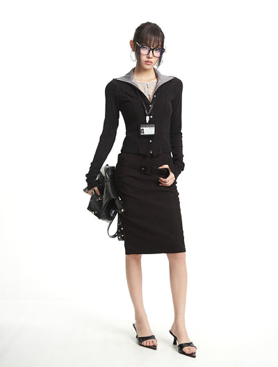 Fake Two-piece Slim Long-sleeved T-shirt UNC0292