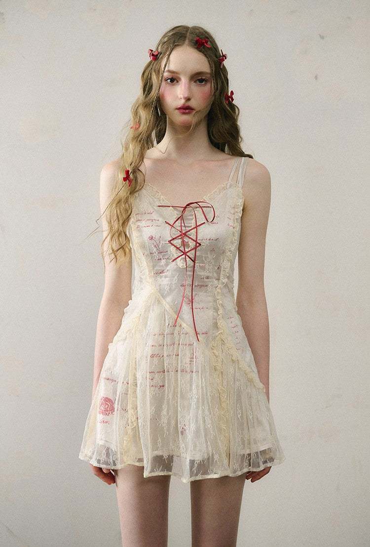 Hand-painted Lace Long/Short French Suspender Dress GRO0064