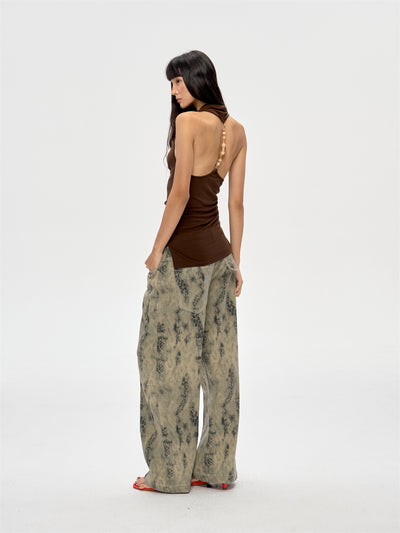 Backless Beaded Swing Collar Top CUR0212