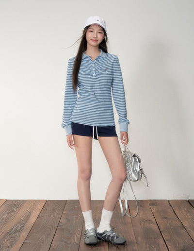 Striped Polo Long-sleeved T-shirt SOO0028
