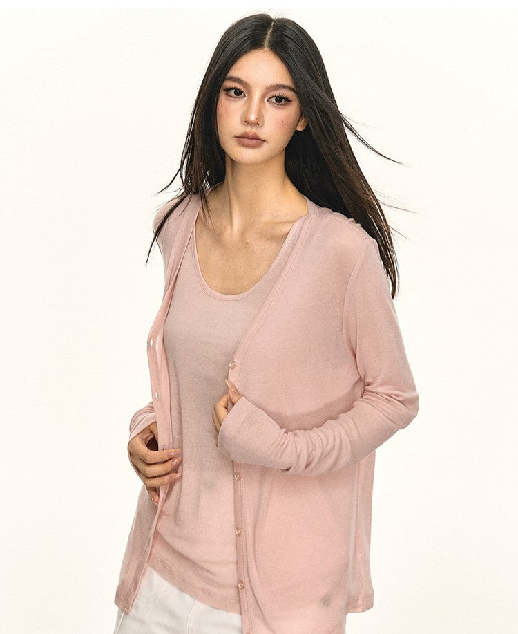 Basic Cardigan/Sleeveless Top ANA0056