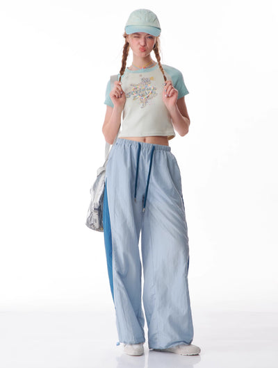 Contrast Color Wide Leg Quick-drying Sports Casual Pants ZIZ0103