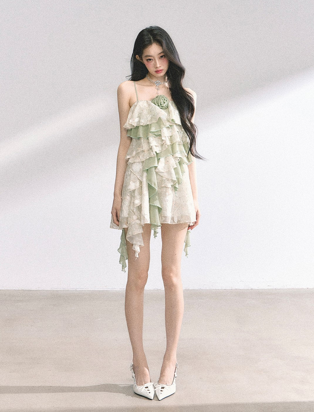 Lace Floral Suspender Dress DIA0440