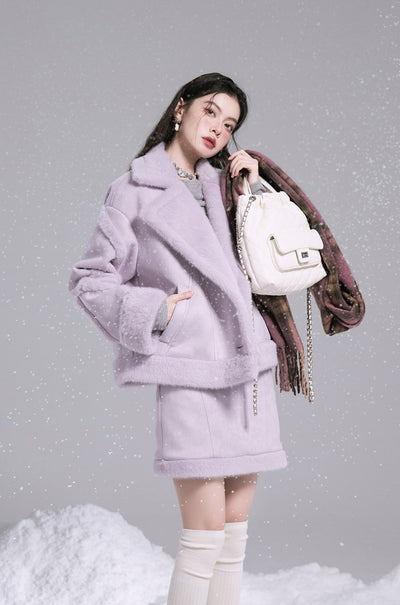 StellaLou Purple Fur Coat/Skirt COT0183