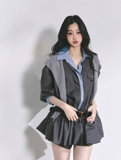 Fake Two-piece Hepburn Style Dress DIA0552
