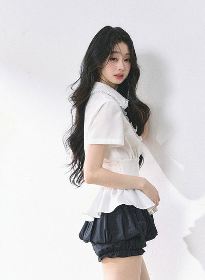 Waist Slim White Slim Shirt DIA0471
