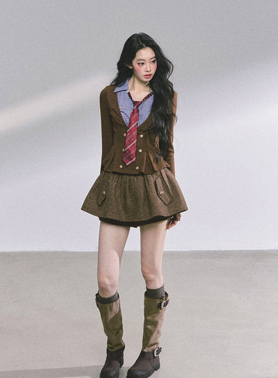 Fake Two-piece Polo Collar Knitted Shirt DIA0602