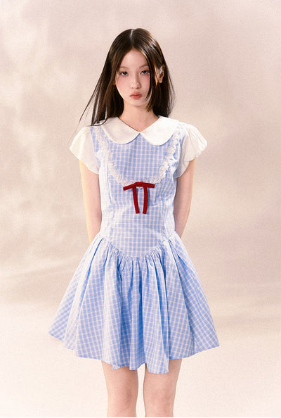 Doll Collar Plaid Princess Dress TIP0004