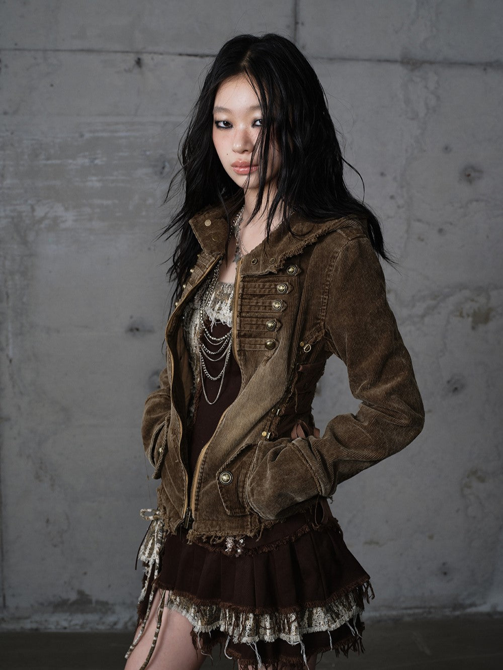 Corduroy Detachable Hooded Jacket NOR0201