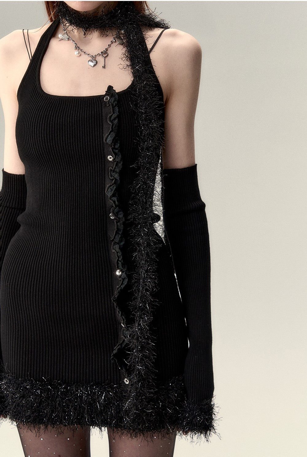 Black Sweater Cardigan/Dress VIA0025