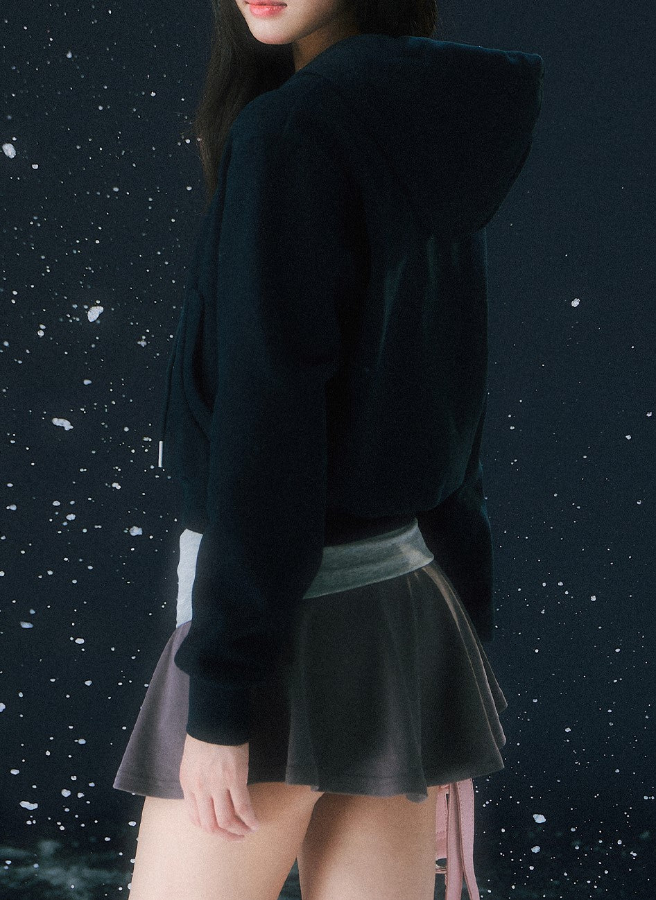 Retro Print Hooded Sweatshirt Short Jacket WEE0108