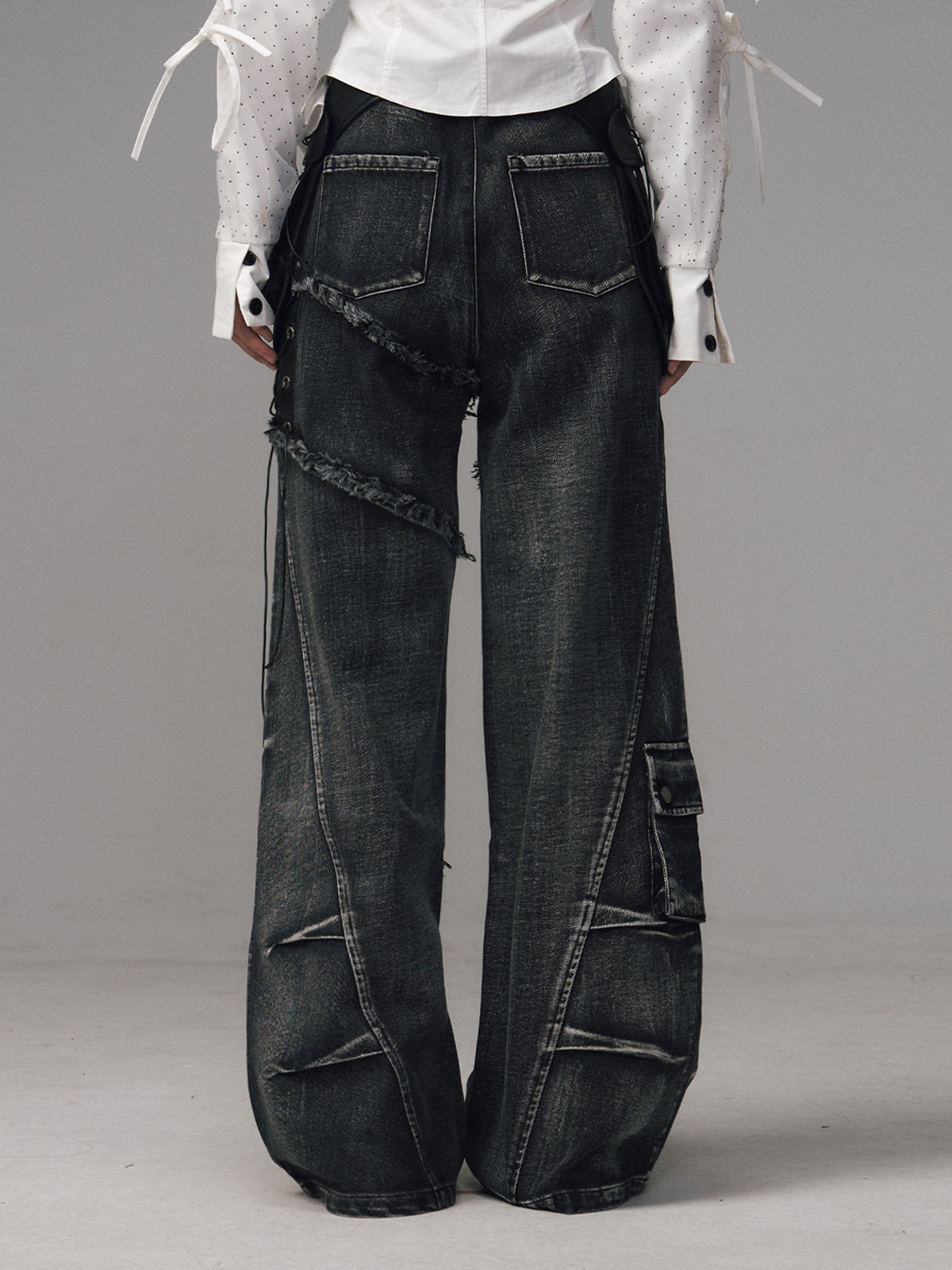 Street Punk Lace-up Studded Jeans FRU0124