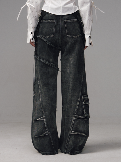 Street Punk Lace-up Studded Jeans FRU0124