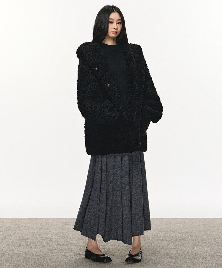 Soft Wool Pleated Midi Skirt ANA0113