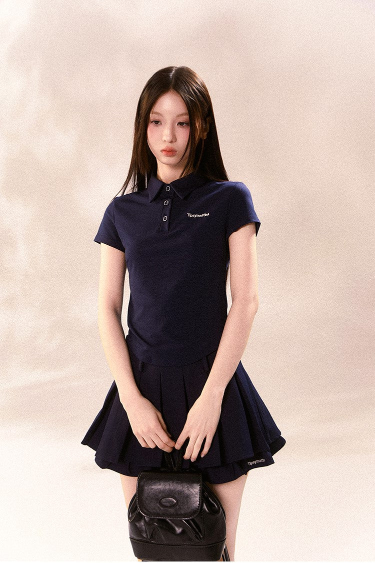 Short Sleeve Polo Shirt/Pleated Skirt TIP0008