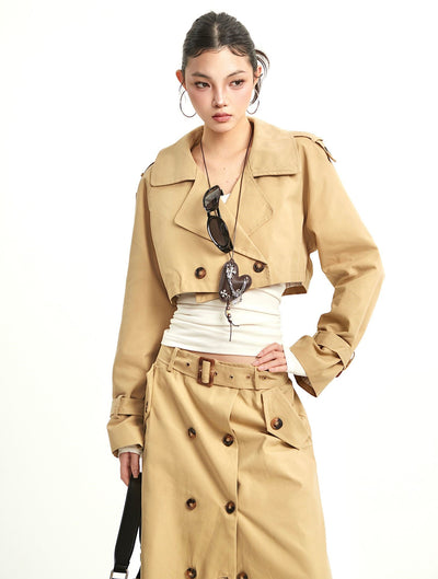 Retro Short Trench Coat+Skirt UNC0278