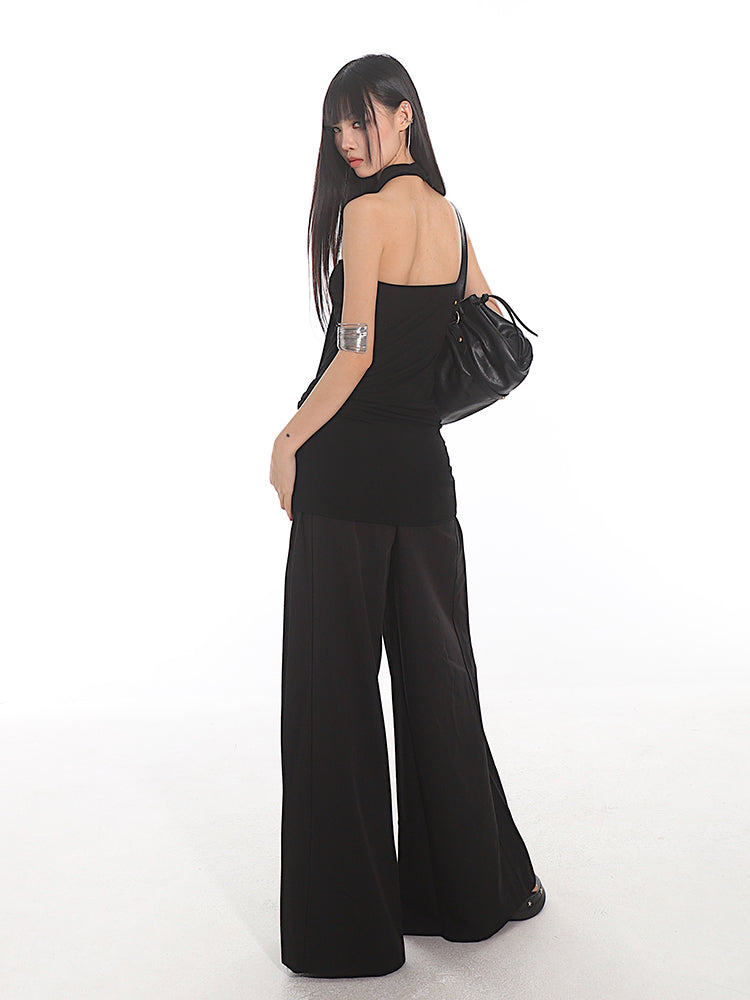 Halter Neck Star Brooch Camisole/Wide-leg Mopping Pants UNC0143