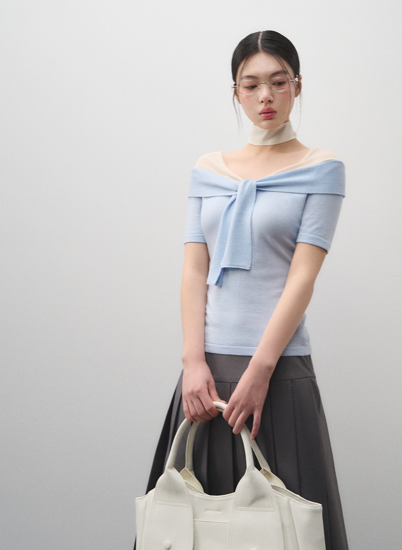 One-shoulder Twisted Slim T-shirt LAL0160