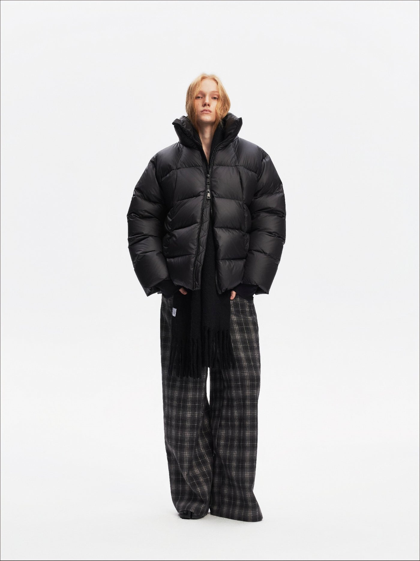 Stand Collar Retro Black Down Jacket SAL0208