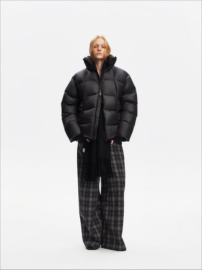 Stand Collar Retro Black Down Jacket SAL0208