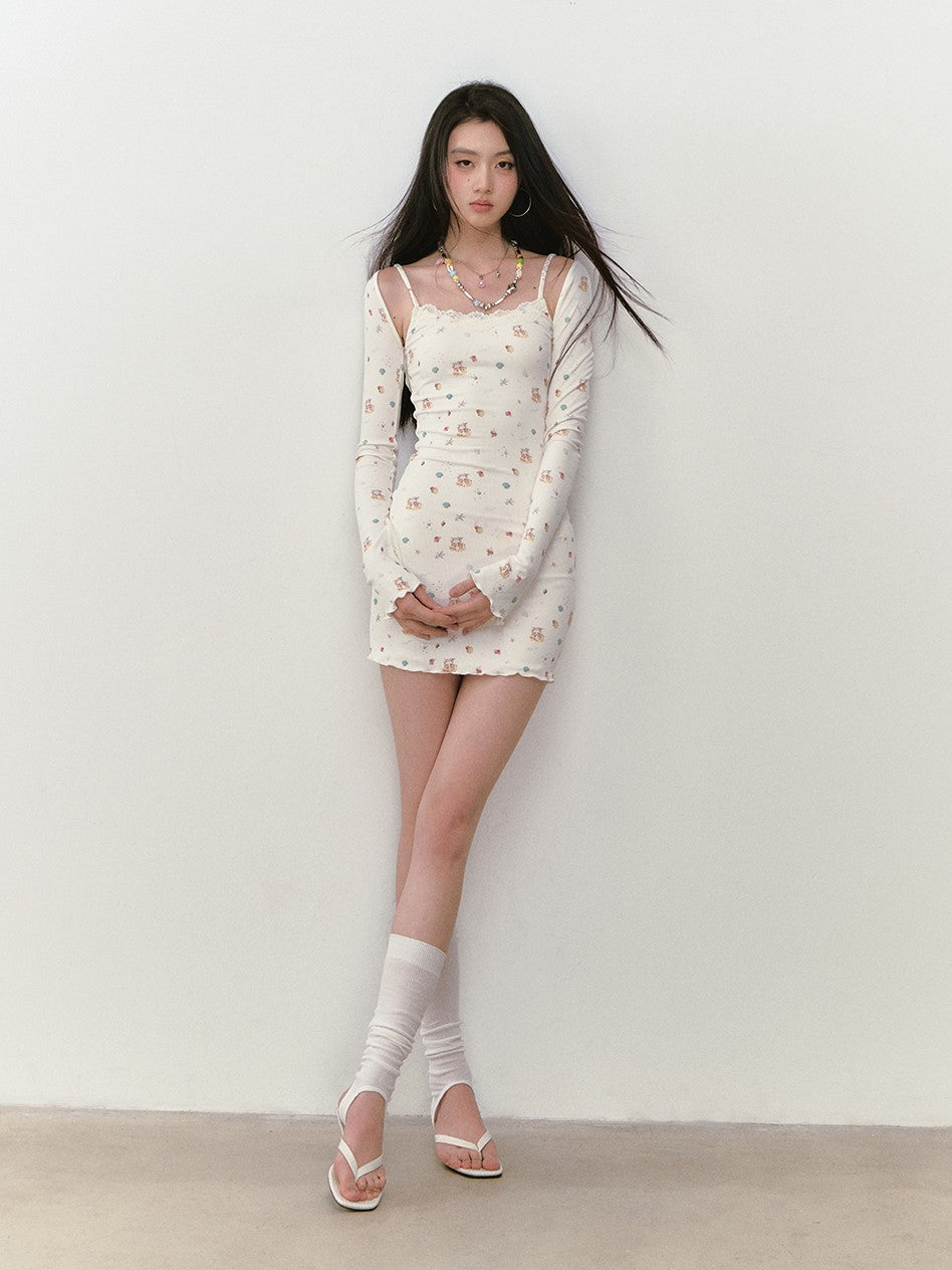 Seaside Printed Dress + Cardigan VIA0278