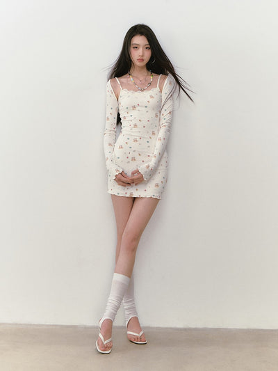 Seaside Printed Dress + Cardigan VIA0278