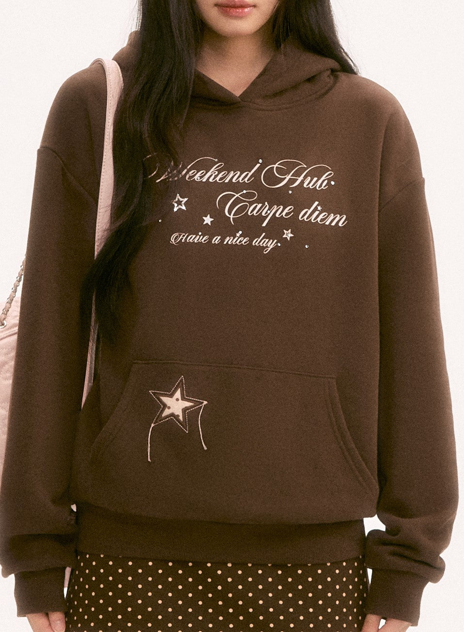 Retro Rhinestone Letter Hooded Sweatshirt WEE0121