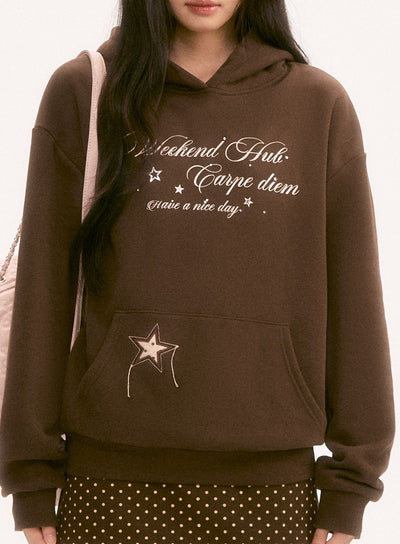 Retro Rhinestone Letter Hooded Sweatshirt WEE0121