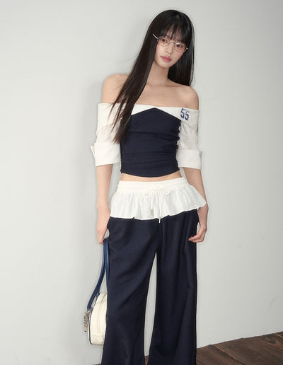 One-shoulder Top/Ruffled Scimitar Pants SOO0007