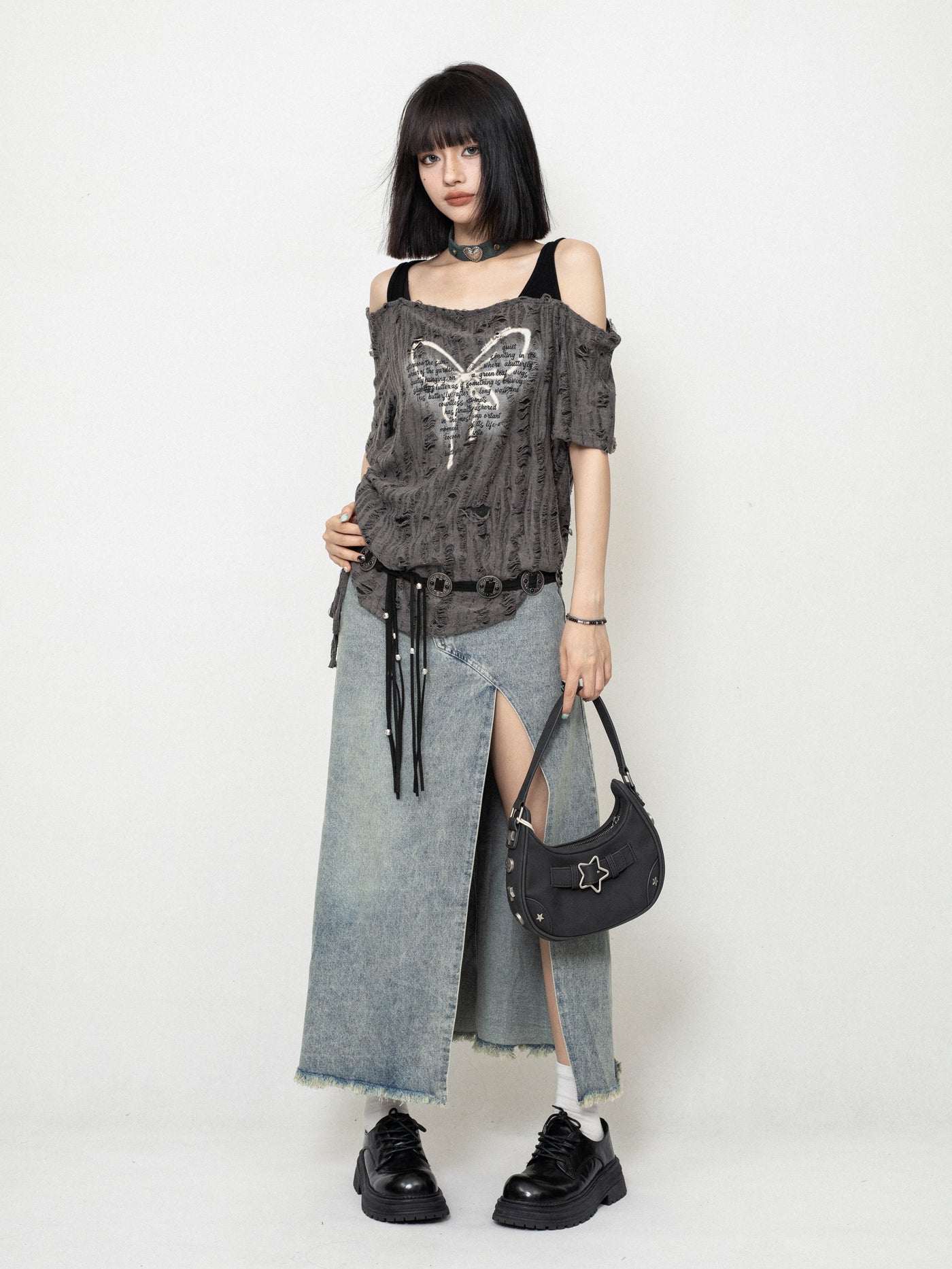 Off-shoulder Butterfly Sleeveless Loose Suspender Top ZER0223