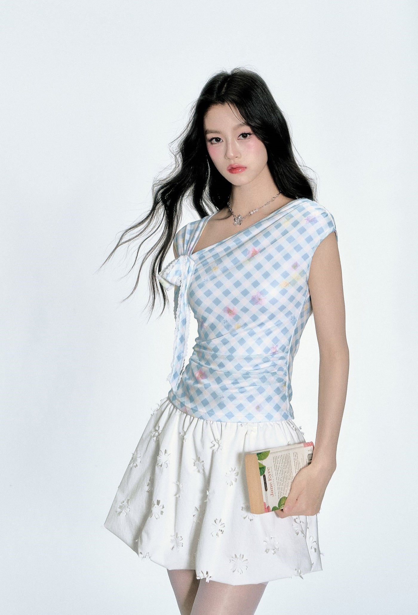 Blue and White Plaid T-shirt FRA0365