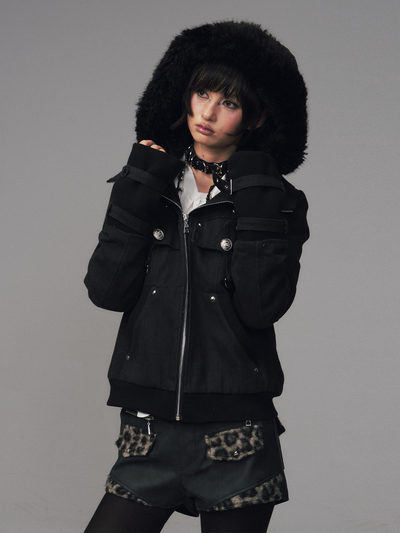 Detachable Furry Hooded Quilted Jacket FRU0128