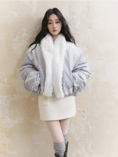 Perl Design Fur Collar Cotton Jacket SAL0091