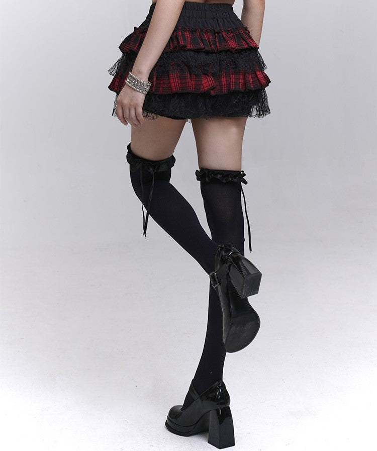 Puff Cake Plaid Miniskirt LAD0198