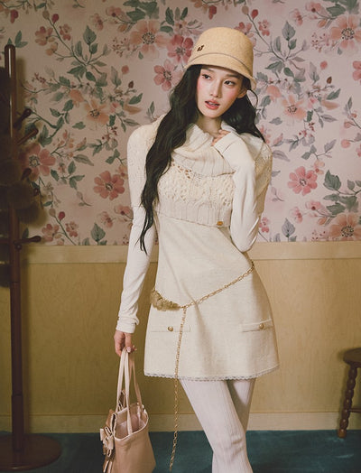 Square Neck Thick Sophisticated Dress LAL0233