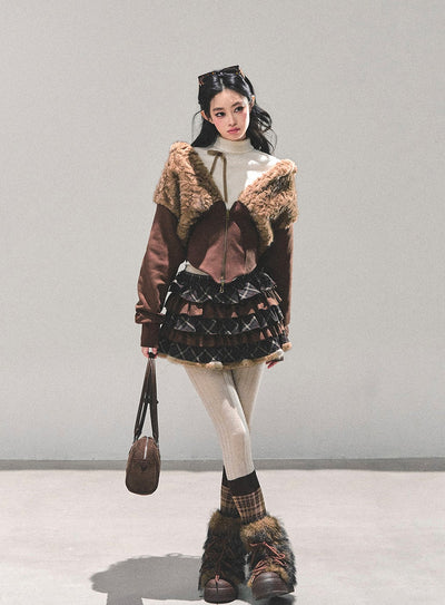 Lambswool Short Hooded Jacket DIA0681